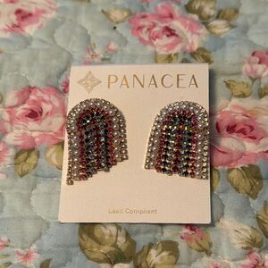 NEW Panacea Rhinestone Pearl Rainbow Dangle Earrings